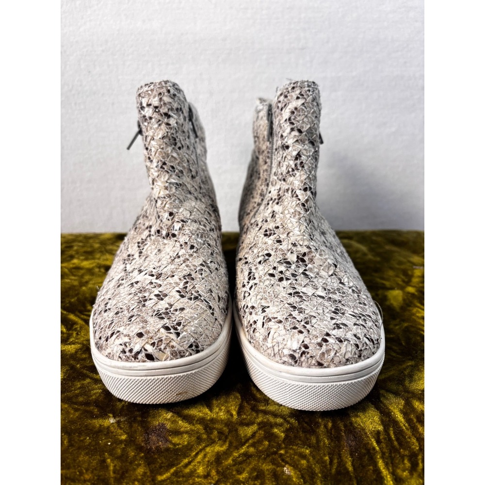 Corky's Hunt Snakeskin Wedge Sneakers Grey Cream High Top Zip Up Shoes Size 9 - Picture 6 of 12